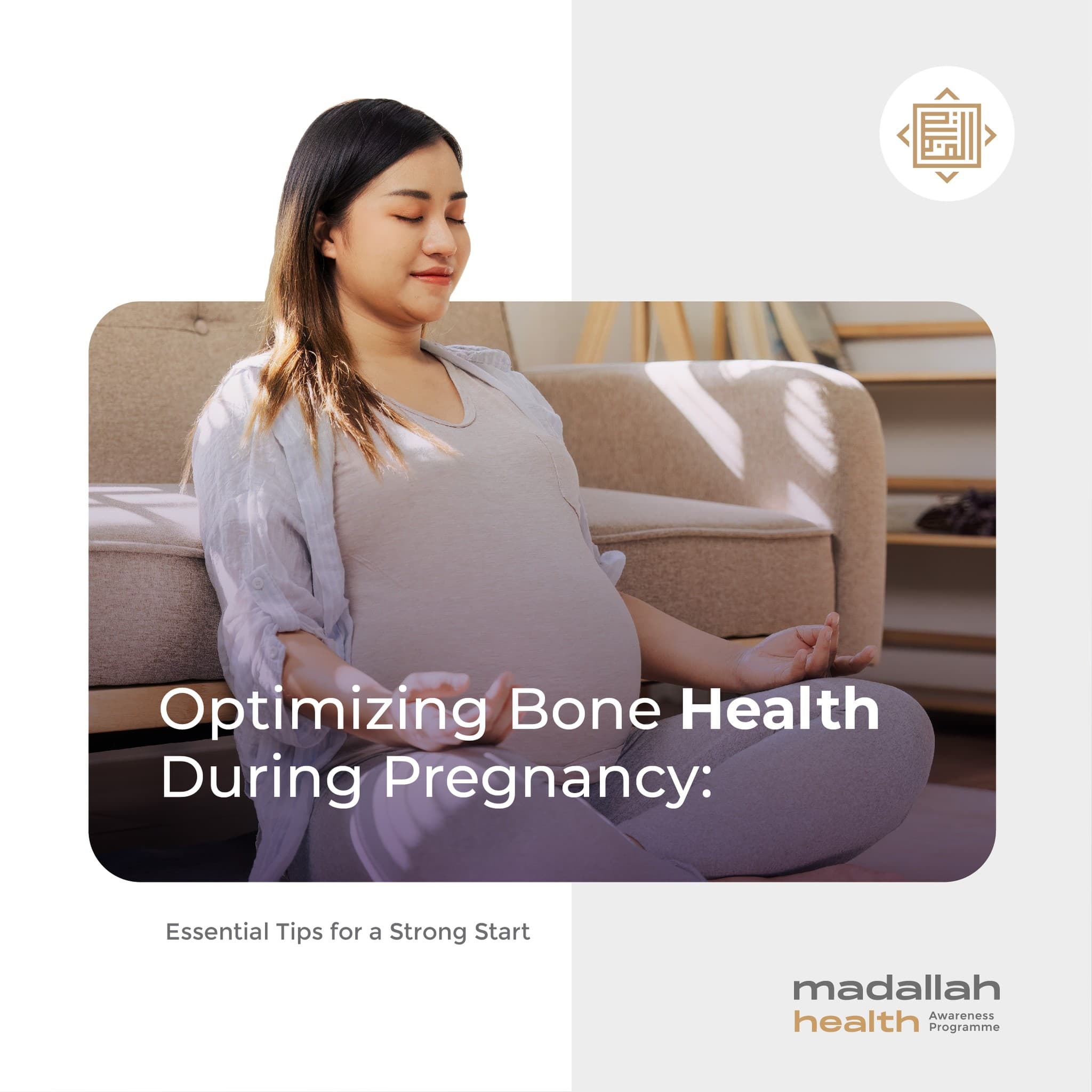 Improving bone health during pregnancy benefits both the mother and the baby. To promote bone strength, maintain a calcium-rich diet that includes dairy products, leafy greens, and fortified meals. <br /><br />Taking Vitamin D supplements is also essential for optimal calcium absorption. Staying physically active with pregnancy-safe workouts such as walking or yoga can help maintain bone density and overall health during pregnancy.<br /><br />صحة المرأة الحامل هي أساس لصحة الجنين ونموه السليم. إليكِ بعض النصائح المهمة للحفاظ على صحتك خلال فترة الحمل:<br />لتعزيز صحة جسدك ، ننصحك بضرورة المحافظة على نظام غذائي غني بالكالسيوم يتضمن منتجات الألبان، والخضروات الورقية. كما أن تناول  فيتامين د ضروري لامتصاص الكالسيوم بشكل مثالي. بالإضافة إلى ذلك، فإن الحفاظ على نشاط بدني من خلال تمارين آمنة أثناء الحمل مثل المشي أو اليوغا يمكن أن يساعد في الحفاظ على كثافة العظام وصحة الجسم العامة خلال فترة الحمل.<br /><br />#almadallah #healthcaremanagement